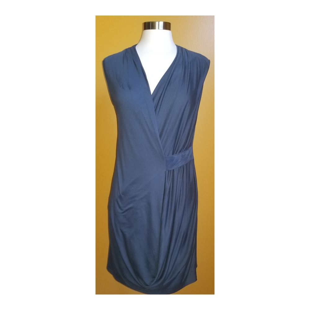 Anthropologie HD in Paris Brynn Wrap Dress • Navy • Small • Elegant Drape - Picture 4 of 5